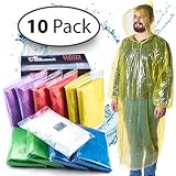 Rain Ponchos for Adults Disposable - 10 Pack w/ Backpack Cover - Poncho for Men, Rain Ponchos for Women - Emergency Poncho Disposable Poncho - Pancho, Panchos Rain Adult - Ponchos Adult, Adult Poncho