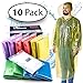 Wolmund Adult Unisex Rain Poncho - Women's Long Sleeve PVC/PU Poncho - 10 Pack with Backpack Cover - Solid Color - Waterproof - Casual Style - Loose Fit