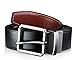 Men's Genuine Leather Dress Belt, Reversible Belt for Men Black/Brown Adjustable Size Up to Size 44