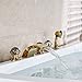 Rozin Gold Polished 5pcs Tub Filler Faucet Crystal Knobs Mixer with Hand Shower