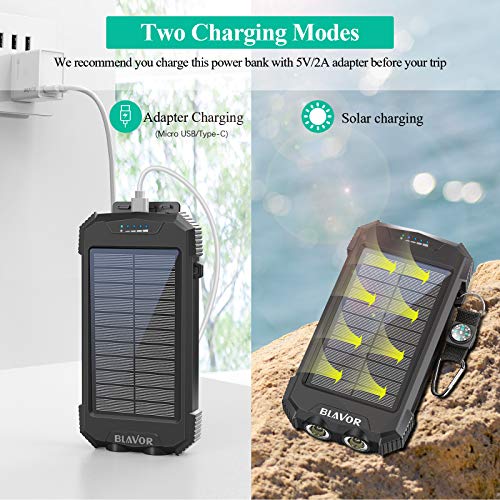 Solar Charger Power Bank, Qi Wireless Charger 10,000mAh External