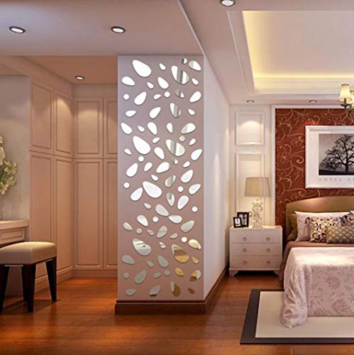 12Pcs 3D Mirror Vinyl Removable Wall Sticker Decal Home Decor Art DIY@Mirror Wall Decal (Silver)