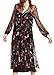 R.Vivimos Women See Through Sexy V Neck Long Dresses Large