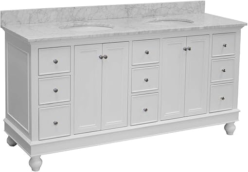 Bella 72 Inch Double Bathroom Vanity Carrara White Includes