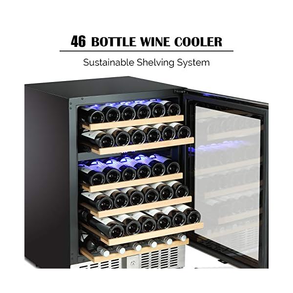 Antarctic-Star-24-Wine-Cooler-Beverage-Refrigerator-Beer-Mini-Fridge-46-Bottles-Dual-Zone-Built-in-Freestanding-Stainless-Steel-Double-Layer-Tempered-Digital-Temperature-Memory-Function-Glass-Door