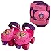 PlayWheels Disney Princess Glitter Kids Roller Skates with Knee Pads - Junior Size 6-12