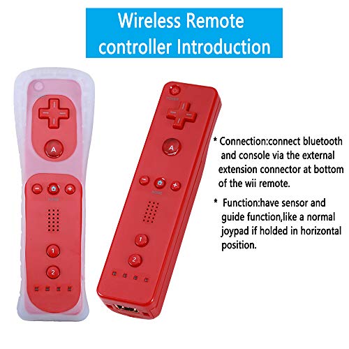 Lactivx 1 Pack Nunchuck and Wii Remote Controller Compatible with Nintendo Wii Wii U Console - with Silicone Case and Strap (Red)