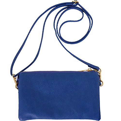 Humble Chic Vegan Leather Small Crossbody Bag or Wristlet Clutch Purse, Includes Adjustable Shoulder and Wrist Straps, Royal Blue, Cobalt - Thumbnail 5