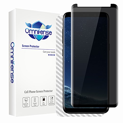 Galaxy S8 Plus Screen Protector Privacy, 2-Way Anti Spy Case Friendly Tempered Glass 9H Anti Scratch 3D Curve Fit Glass Screen for Samsung Galaxy S8+, with 1 Pack Soft Skin Protector for Back