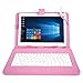 Yuntab 10.1 Inch Universal Android Tablet Keyboard Case-Fantastic USB Keyboard and Premium PU Leather Case Stand Cover (Pink)