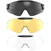 Beretta Intermask Wraparound Design Adjustable Protective Shooting Eyeglasses with Interchangeable Lenses (3 Colors per Pack)