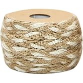 JKPOWER 5m Double Color Natural Jute Twine Rope String Cord DIY Craft Burlap Scrapbook Natural Jute Twine White + Beige