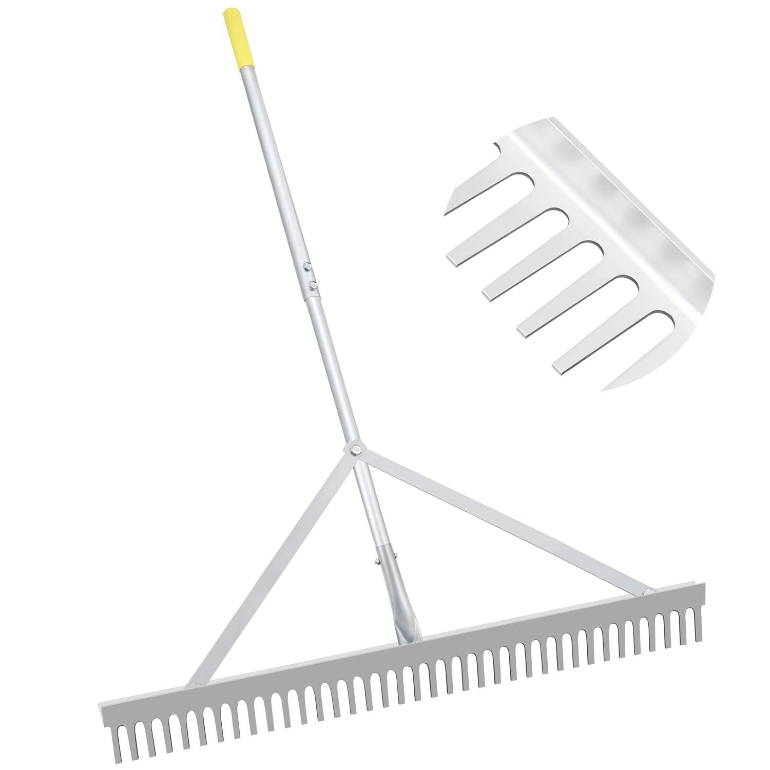 Byhagern Landscape Rake 36'', Aluminum Rake with Lightweight 69'' Handle, Landscaping Rakes Tool for Lawn Care, Lake and Beach