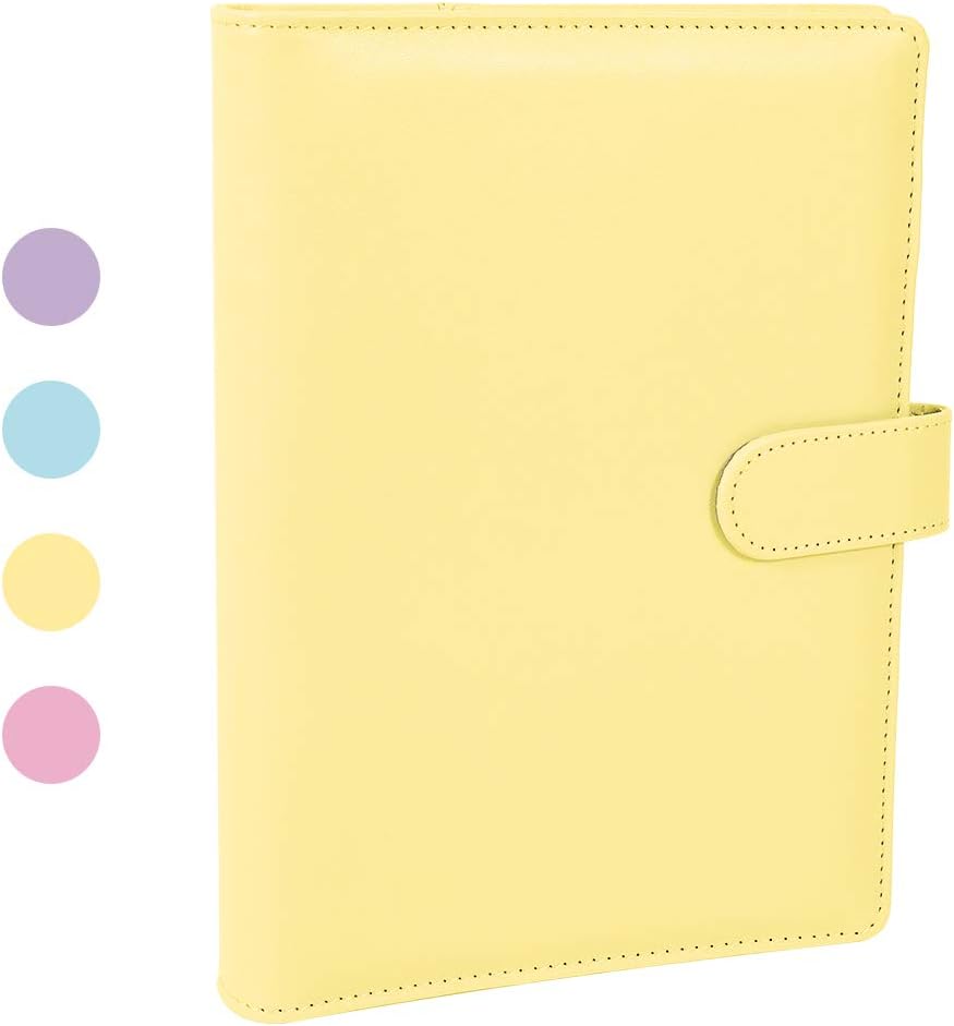 falllea A5 PU Leather Ring Binder 6 Ring Refillable Binder Cover Yellow