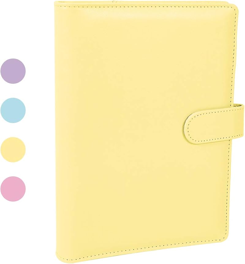 falllea A5 PU Leather Ring Binder 6 Ring Refillable Binder Cover Yellow