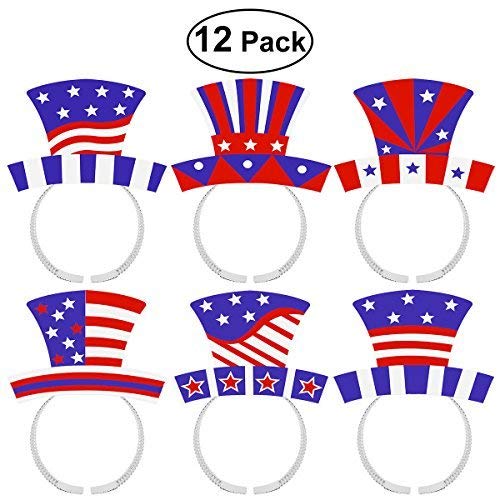 Fourth of July Headband Hair Clasps Patriotic Foil Tiaras Independence Day Party Hats USA Party Supplies (Fourth of July Headband)