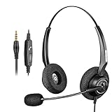 Arama Binaural Headset with Noise Canceling Boom Mic and Adjustable Fit Headband for iPhone Samsung Blackberry LG Huawei HTC ZTE Mobile Phone and Smartphones with 3.5mm Jack (A200MP-D)