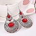 megko Vintage White Oval Turquoise Stone Dangle Drop Hook Alloy Earrings Women Gift (Red)