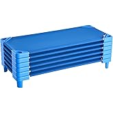 VEVOR Stackable Kiddie Cot, 6 Pack Portable Toddler Nap Cots, Standard Size 52" L x 23" W Daycare Cots for Kids, Preschool Classroom Daycare Beds for Sleeping, Resting, Naptime, Blue