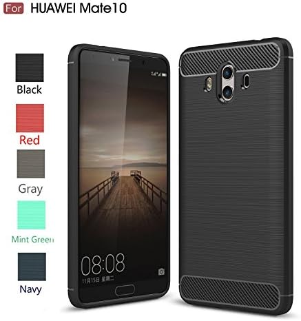 Huawei Mate 10 Case, Wellci Soft Silicon Luxury Brushed Case with Texture Carbon Fiber Design Protection Cover for Huawei Mate 10 (Black)