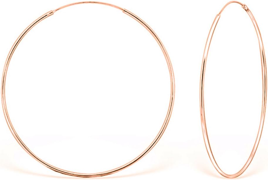 Large Hoops Earrings in 925 Sterling Silver, Yellow Gold or Rose Gold Plated- Thickness 1.2 mm - Diameter 70 mm