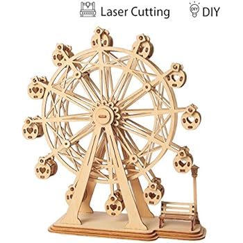 Robotime 3D Puzzle Ferris Wheel Wooden Jigsaws Kit Wooden Puzzles DIY Hand Craft Mechanical Toy Gift for Kids Teens AdultsP