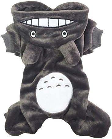 Petslove Pet Dog Cute Grey Totoro Fleece Costume Warm Thick Hoodie Jumpsuit Coat Dog Clothes Winter Cold Weather for Small Medium Dogs