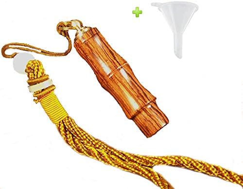 Snuff Bottle Metal Spoon Ebony Portable Fragrance Toothpick Case Container Wood Ornament Pendant Features Arts and Crafts (Yellow)