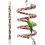 Pets vv Bird Rope Perch Parakeet Toys, Spiral Bird Toy for Cockatiels, Bird Bungee Rope Perches Suitable Bird Cage Accessorie