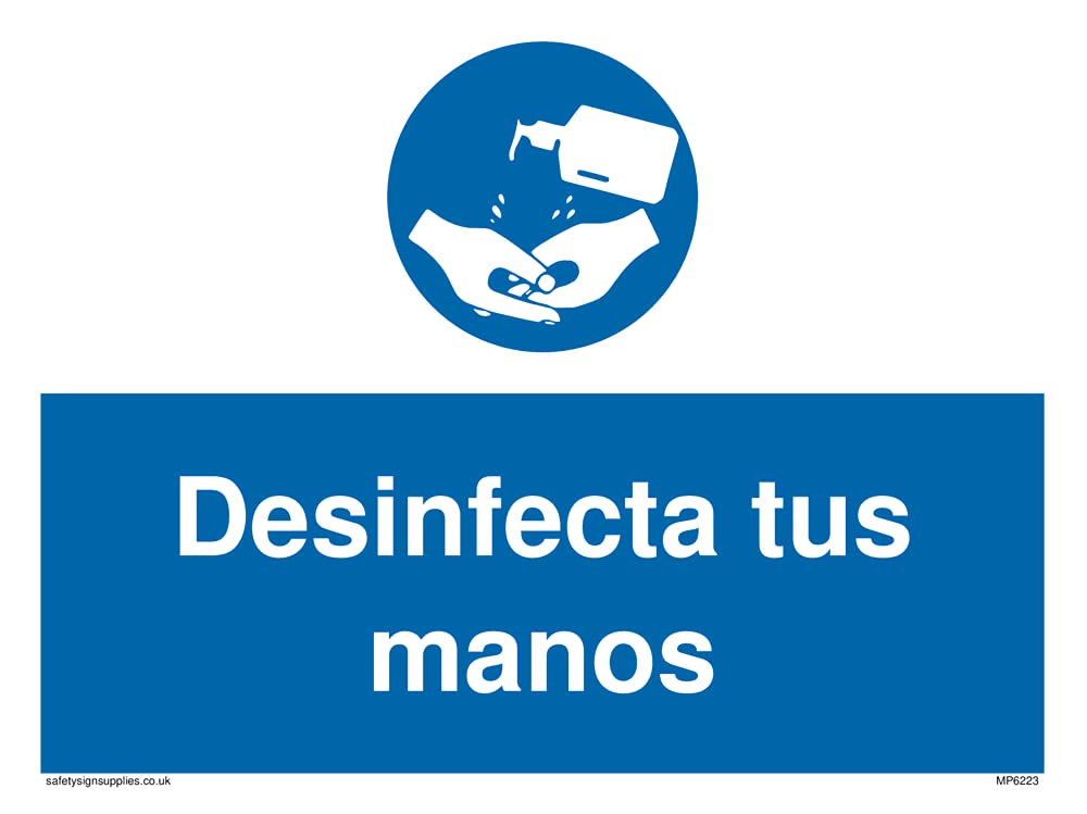 Pack of five - Desinfecta tus manos Sign - 200x150mm - A5L