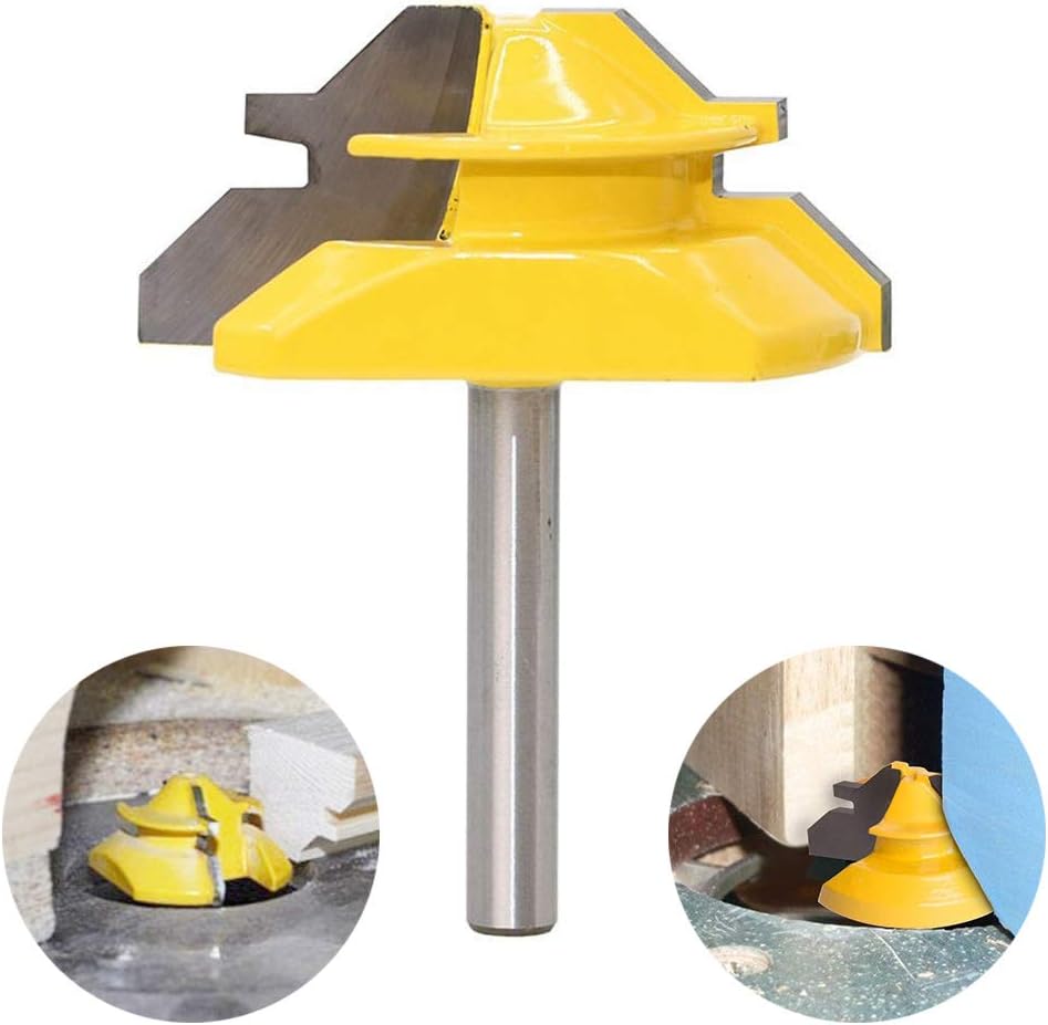 Promisy 45 Degree Medium Lock Miter Router Bits,1/4"Shank 2"Diameter For Woodworking Joinery Bits