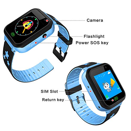 GreaSmart [SIM Card Included] Kids Smart Watch Phone for Girls Boys - IP68 Waterproof GPS Tracker Locator Touch Games SOS Outdoor Digital Wrist Cellphone Watch Bracelet for Holiday Birthday (Blue) - Thumbnail 7