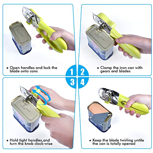 HooSeen Manual Can Opener Stainless Steel and Durable Sharp Edge Metal Blades Heavy Duty Can Opener With Ergonomically Designed Handle - Thumbnail 3