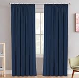 H.Versailtex 2 Panels Blackout Curtains 66x90 Navy Pencil Pleat Thermal view 2