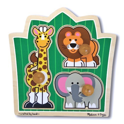 Jungle Friends  Jumbo Knob  Puzzle + FREE Melissa & Doug Scratch Art Mini-Pad Bundle [33756]