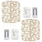GDEALER 2 Pack Fairy Lights Christmas Decor 33 Ft 100 Led Battery Operated String Lights Christmas Lights with Remote Twinkle Lights Waterproof Firefly Lights for Bedroom Party Wedding Decorations