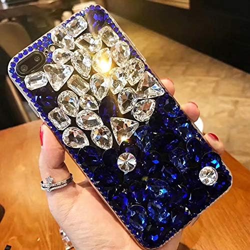 Case for Samsung Galaxy Note 9,Cistor Luxury 3D Handmade Full Bling Diamond Glitter Sparkle Gemstone Rhinestone Hard PC Back Cover Soft Frame Protective Case for Samsung Galaxy Note 9,Blue Crystal