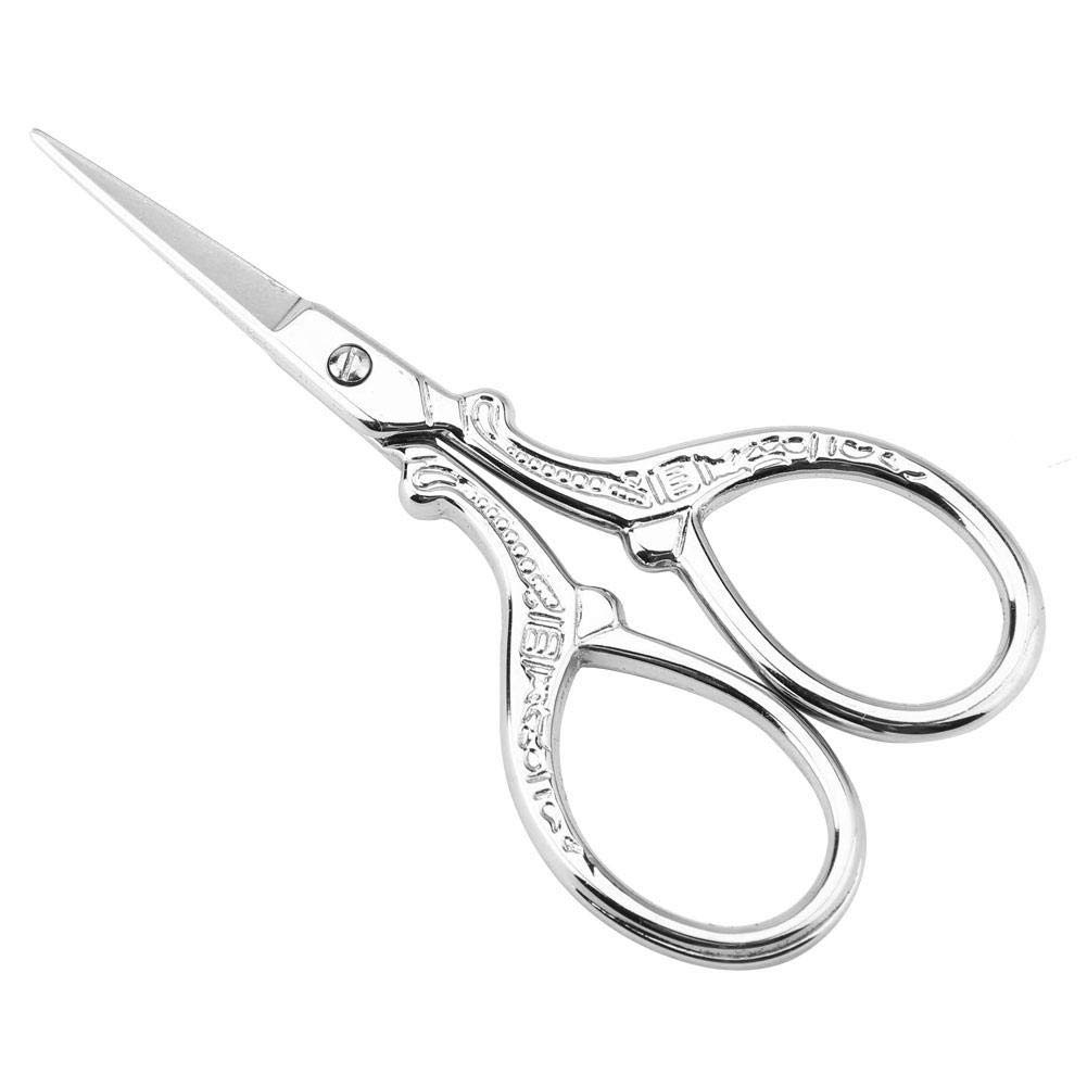 Embroidery Scissors Cross-Stitch Antique Sewing Scissors Stainless Steel Household Needlework Scissors Sewing Shears for DIY Craft Needle Work Art Work (Silver)