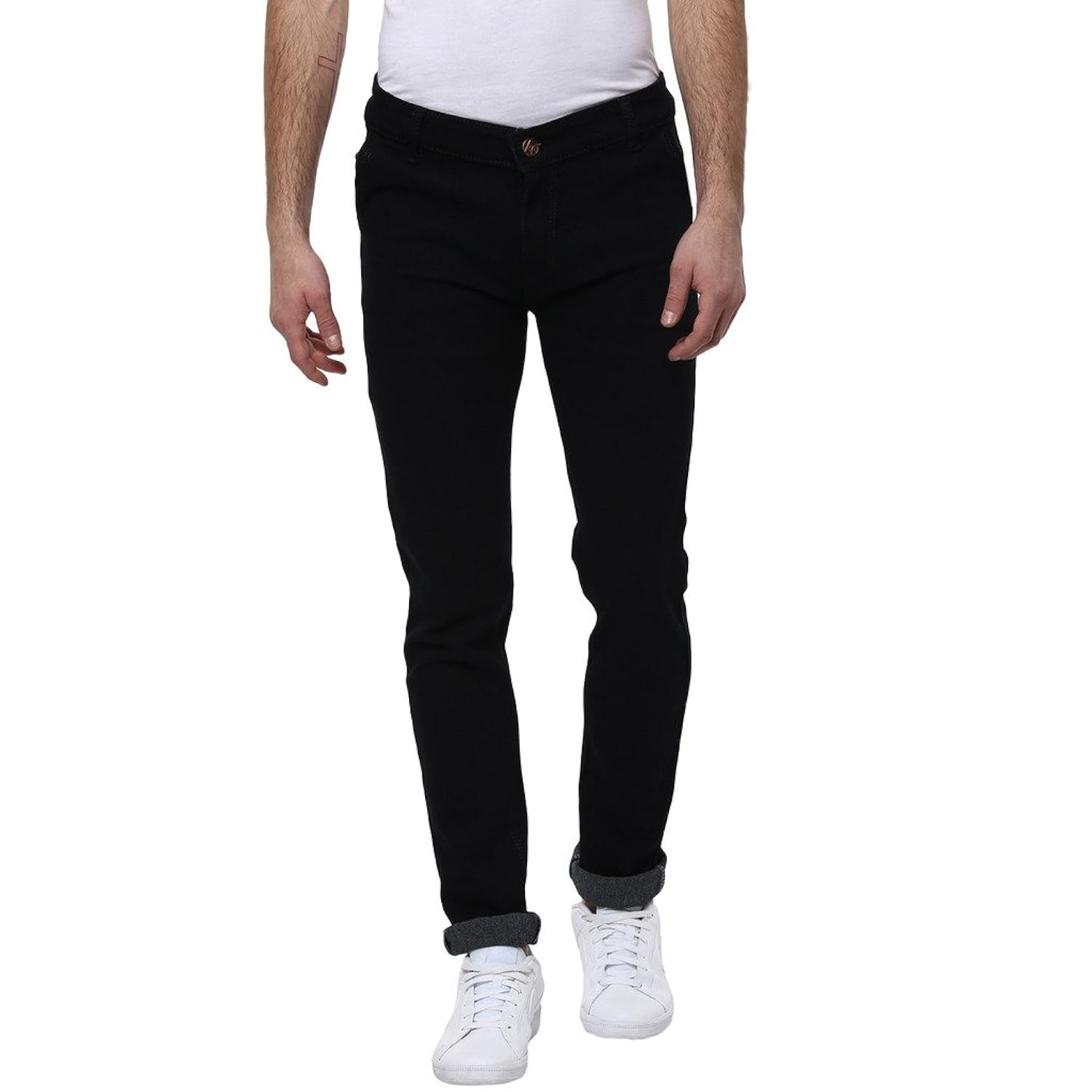 urbano fashion men's black slim fit stretch jeans