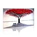 FLY SPRAY 1-Piece 100% Hand Painted Oil Paintings Stretched Framed Ready Hang Flower Landscape Red Tree Flower Modern Abstract Painting Canvas Living Room Bedroom Office Wall Art Home Decoration