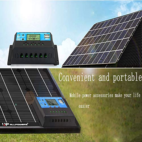 Solar Charger Controller, Solar Panel Battery Intelligent Regulator USB Solar Charge Controller Dual Input DC 12V / 24V (Blue)