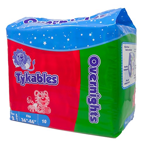 Tykables | Overnights Print Diapers | Adult Baby Diaper Lovers | All Night Protection | Over 5500 ml Capacity | Design Fades When Wet | ABDL Enthusiasts | Large | 10 Pack