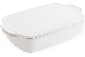 Chef Pomodoro Casserole Dish 15.50 × 9.30", White Ceramic Baking Dishes for Oven, Deep Ceramic Casserole, Elegant Baking Dish