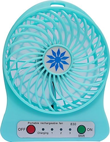 YHLCSQ Mini USB Rechargeable Electric Portable Desk Desktop Personal Fans 4" for Laptop Room Office Outdoor Traveling Backpacking Stroller 1800mAh Mint Blue