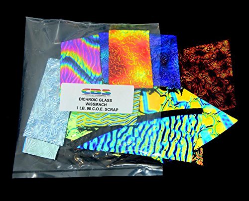 1 lb. CBS Wissmach Texture Dichroic Scrap on Black - 90 COE
