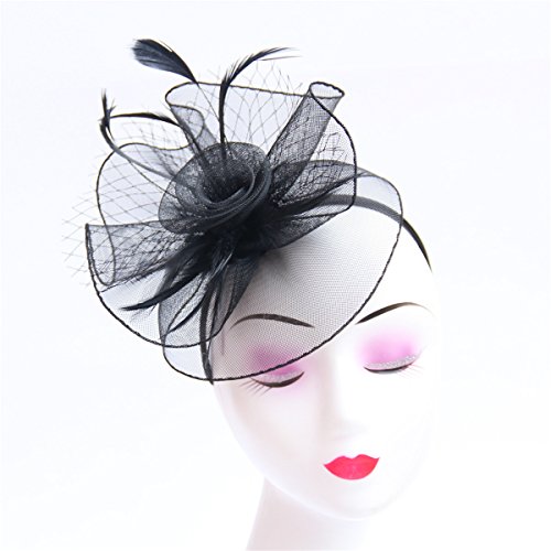 Fascinator Women's Organza Church Kentucky Derby British Bridal Tea Party Wedding Hat Summer Ruffle Hat(Hj2-Yellow) - Thumbnail 7