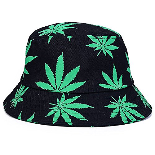 Lovedrop Damen Herren Fischerhut Sonnenhut 100% Baumwolle Cannabis Fischermütze Anglerhut Strandhut Freizeithut…