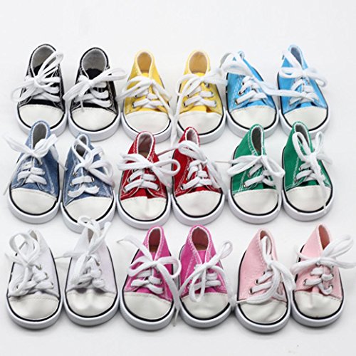 Fiaya 18 inch Our Generation American Girl Doll Sequins Canvas Lace Up Sneakers Boards (Red) - Thumbnail 3