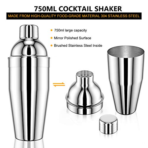 RATEL Cocktail Shaker Set, 9 Stück Edelstahl Cocktail Set, Professional Barkeeper Set, Cocktail Mix Set mit 750ml Shaker… – Bild 4