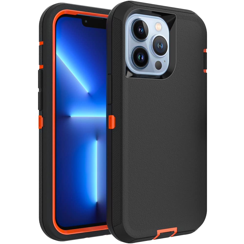 WOGROO Case for iPhone 12 Pro Max, Heavy-Duty Tough Rugged Shockproof Drop Protective Cover Phone Cases, Black+Orange